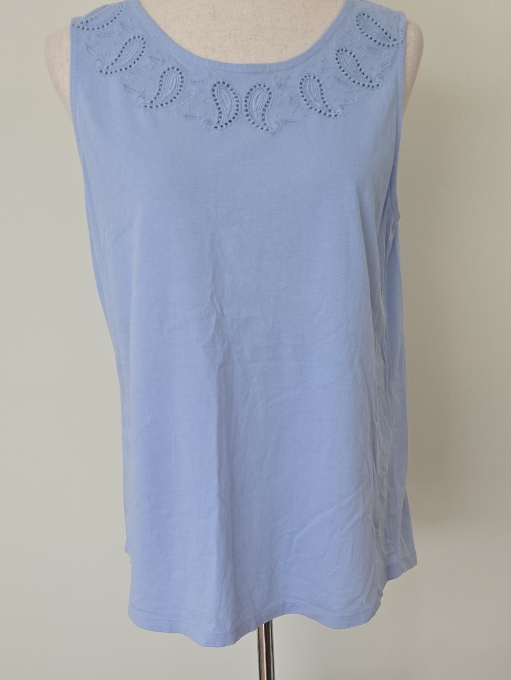 Talbots Light Blue Eyelet Yoke Top